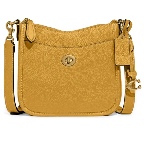 Coach Handbags - NWT $225 COACH Chaise Pebble Leather Crossbody Bag in Yellow Gold!